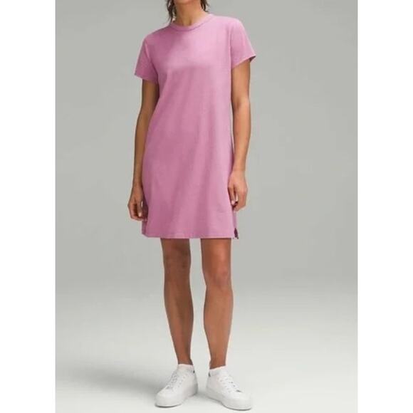 Lululemon Classic Fit Short Sleeve Cotton Mini Dress Purple Small - Picture 1 of 5